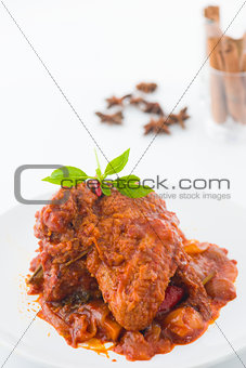curry rendang chicken, indian cuisine with traditional food item
