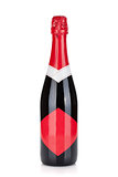 Champagne bottle with red label