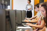 Students sitting at the computer room concentrating
