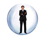 Businessman standing in a bubble