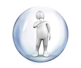 White Figure standing at a bubble