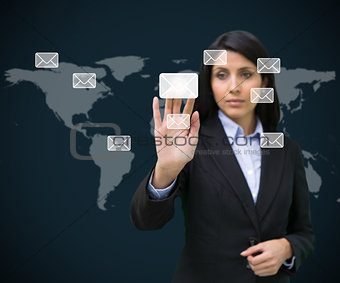 Businesswoman touching at a message symbol