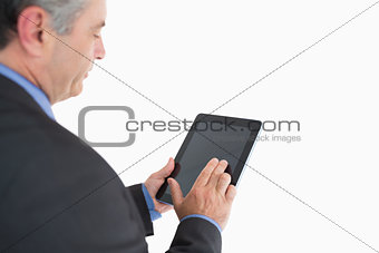 Man using tablet pc