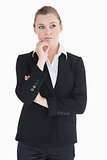 Businesswoman looking thoughtful