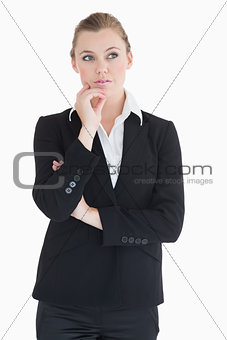 Businesswoman looking thoughtful