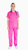 Nurse wearing pink scrubs