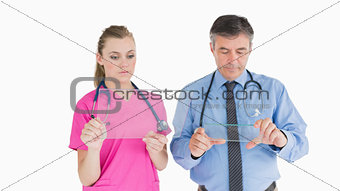 Doctors holding glass slides