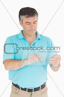 Man pointing on glass slide