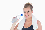 Woman smiling wanting to drink water