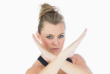 Woman making karate pose