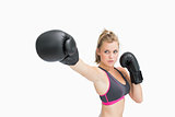 Woman punching the air