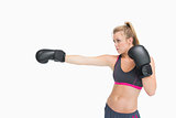 Female boxer punching