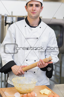 Baker holding a rolling pin