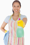 Woman using a window cleaner