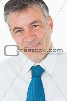 Smiling businessman with grey hair