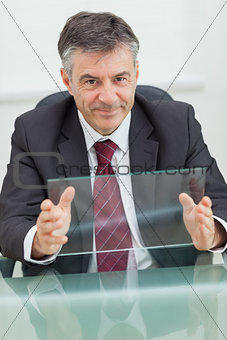 Business man with a virtual screen