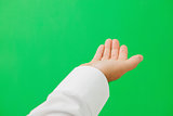 Hand calling to green screen