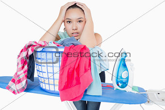 Woman fed up with ironing