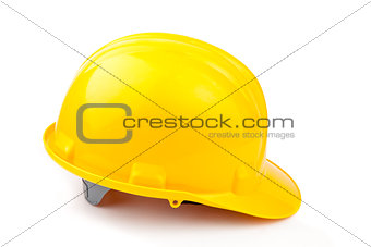 Yellow helmet against white background