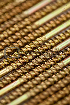 Focus shot of golden screws