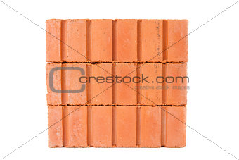 Stack of clay bricks in a wall