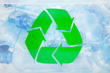 Recycling sign on a plastic box