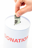 Hand donating money