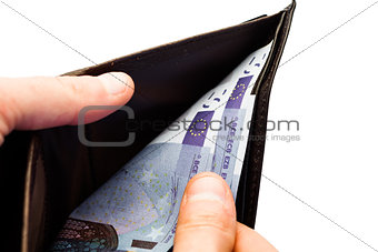 Person opening wallet