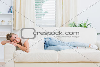 Woman lying on the couch