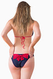 Woman at rear wearing bikini