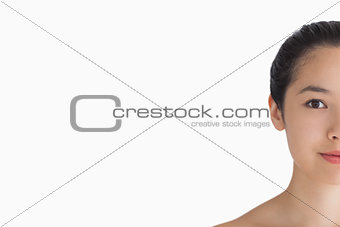Black haired woman looking natural
