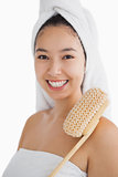 Woman wearing a towel for taking bath