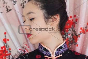 Beautiful woman wearing traditional Asian clothing