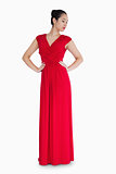 Woman in red evening gown