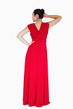 Woman wearing red dress