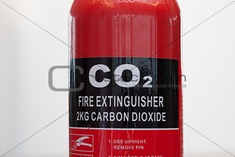 Carbon dioxide fire extinguisher close up