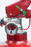 Close up of top of fire extinguisher