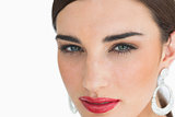 Woman having red lipstick