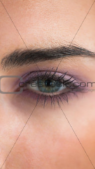 Woman wearing purple eye shadow