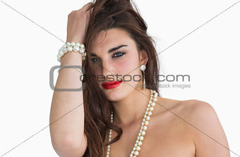Woman tousling her hair