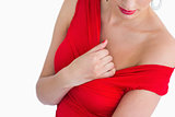 Close-up of woman with red dress