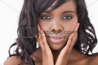 Woman hands in her face looking