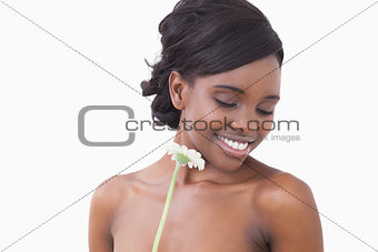 Woman holding a flower
