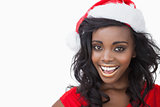 Woman wearing a Santa Claus hat
