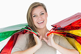 Happy woman with shopping bags