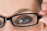 Green eyed woman with glasses