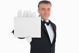 Waiter showing a card
