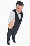 Waiter with his thumb up