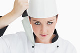 Crazy chef holding knife
