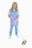 Cleaner woman sweeping